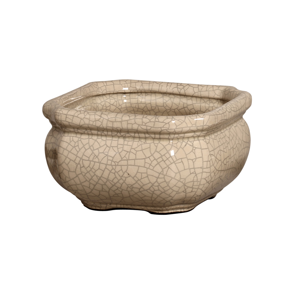 CACHEPOT QUADRADO G BEGE -  Objetos para Decoração em cerâmica - 