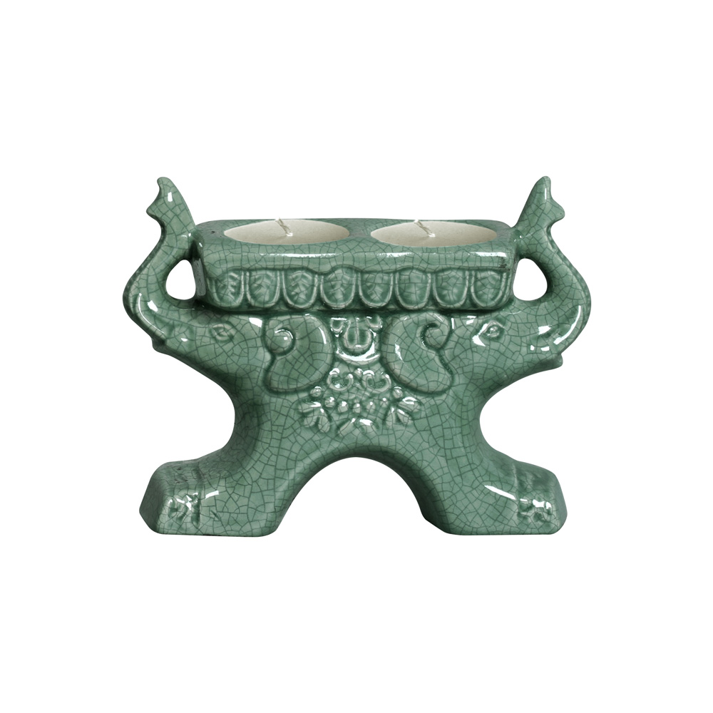 ELEFANTE 2 VERDE FOLHA -  Objetos para Decoração em cerâmica - 