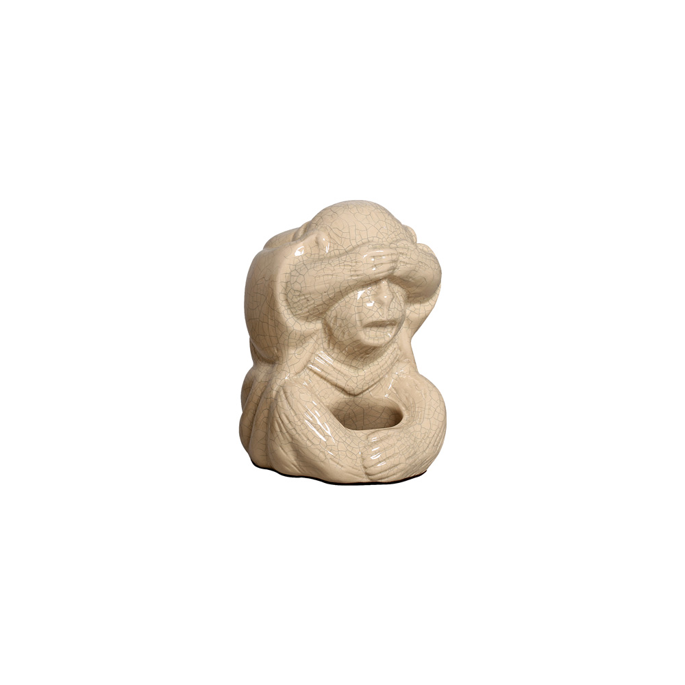 MACACO CEGO 3 BEGE -  Objetos para Decoração em cerâmica - 