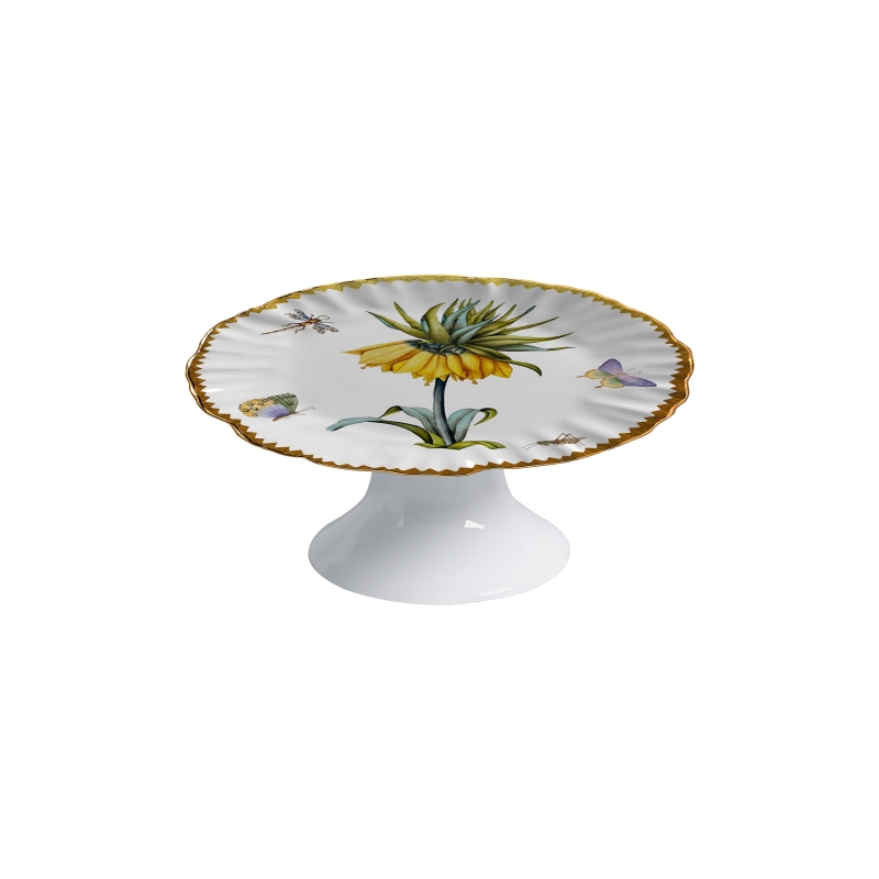 PORTA PETIT FOUR FLEUR BOTANIQUE C/ FILETE OURO C/ PE - Linha Fleur Botanique - 