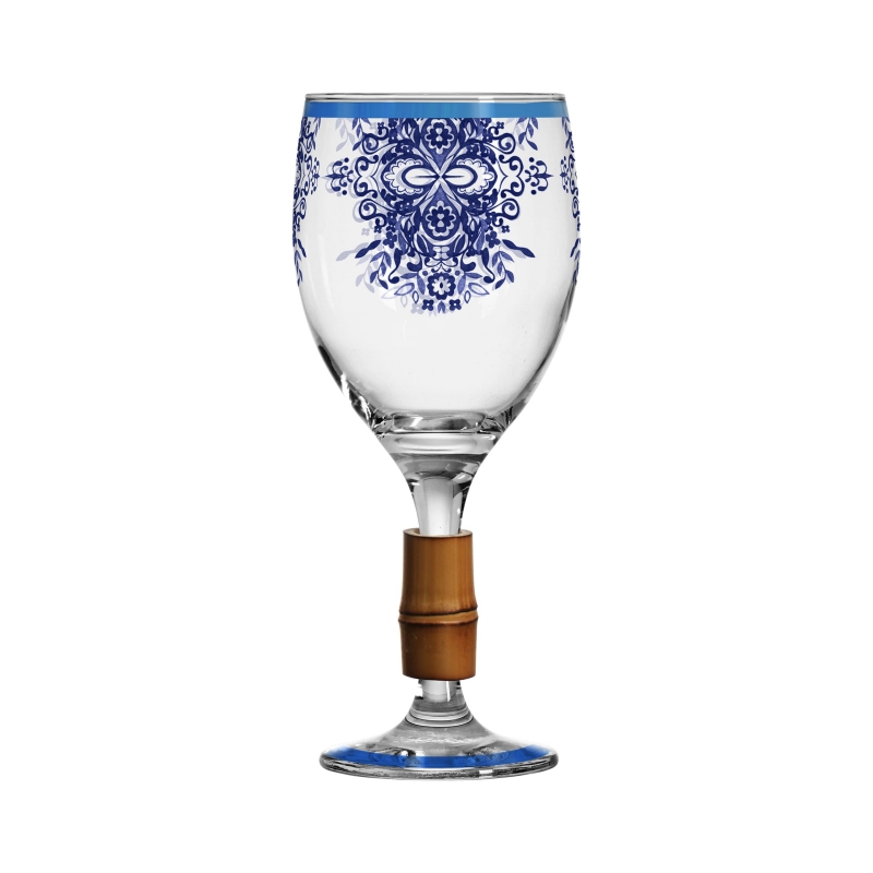 TACA DE VINHO DOLCE MARE AZUL C/ BAMBU - Linha Dolce Mare - HD - 