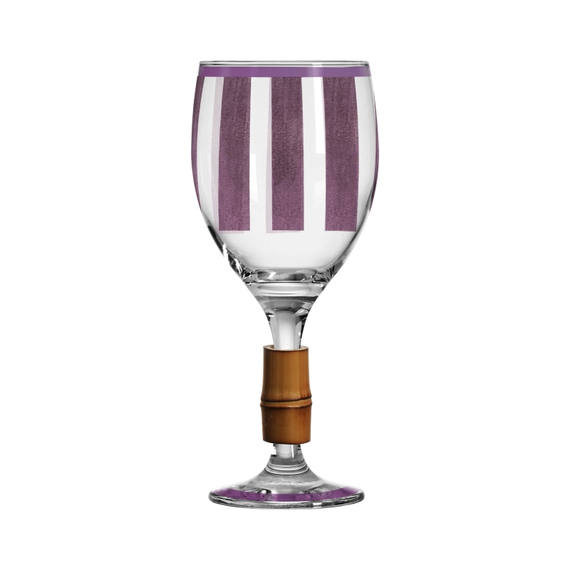 TACA DE VINHO ORQUIDEE LILAS C/ BAMBU - Linha Orquidée - 