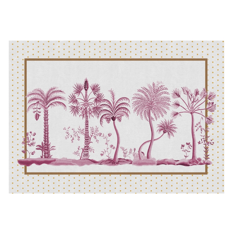 CONJ. JOGO AMERICANO PETIT POA TROPICALLE ROSA - Linha Petit Poa Tropicalle - 