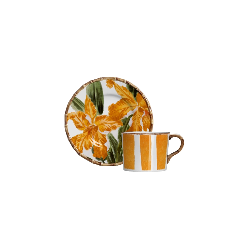 CONJ. 4 XICARAS CAFE ORQUIDEE LARANJA C/ PIRES - Linha Orquidée - 