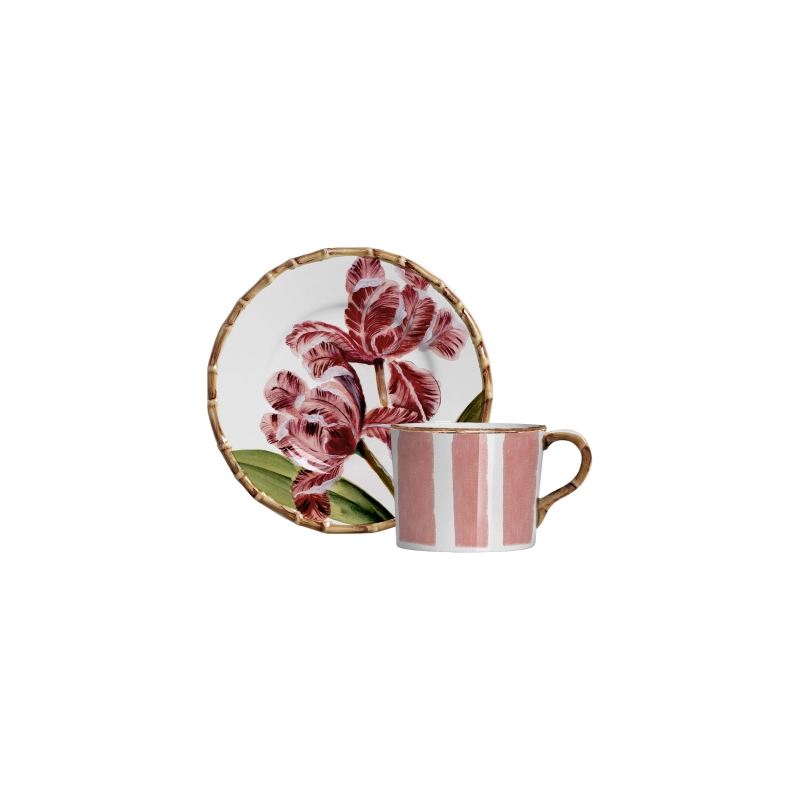 CONJ. 4 XICARAS CAFE ORQUIDEE ROSA C/ PIRES - Linha Orquidée - 